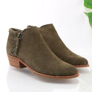 Steve Madden Womens Tobii Boot Size 5 Olive Green Suede Bootie Boho Block Heel